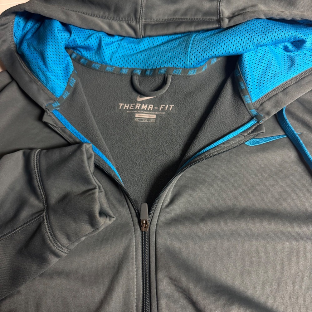 Nike Therma‎ Fit Full Zip Hoodie Men's XXL Gray Blue Athletic Workout